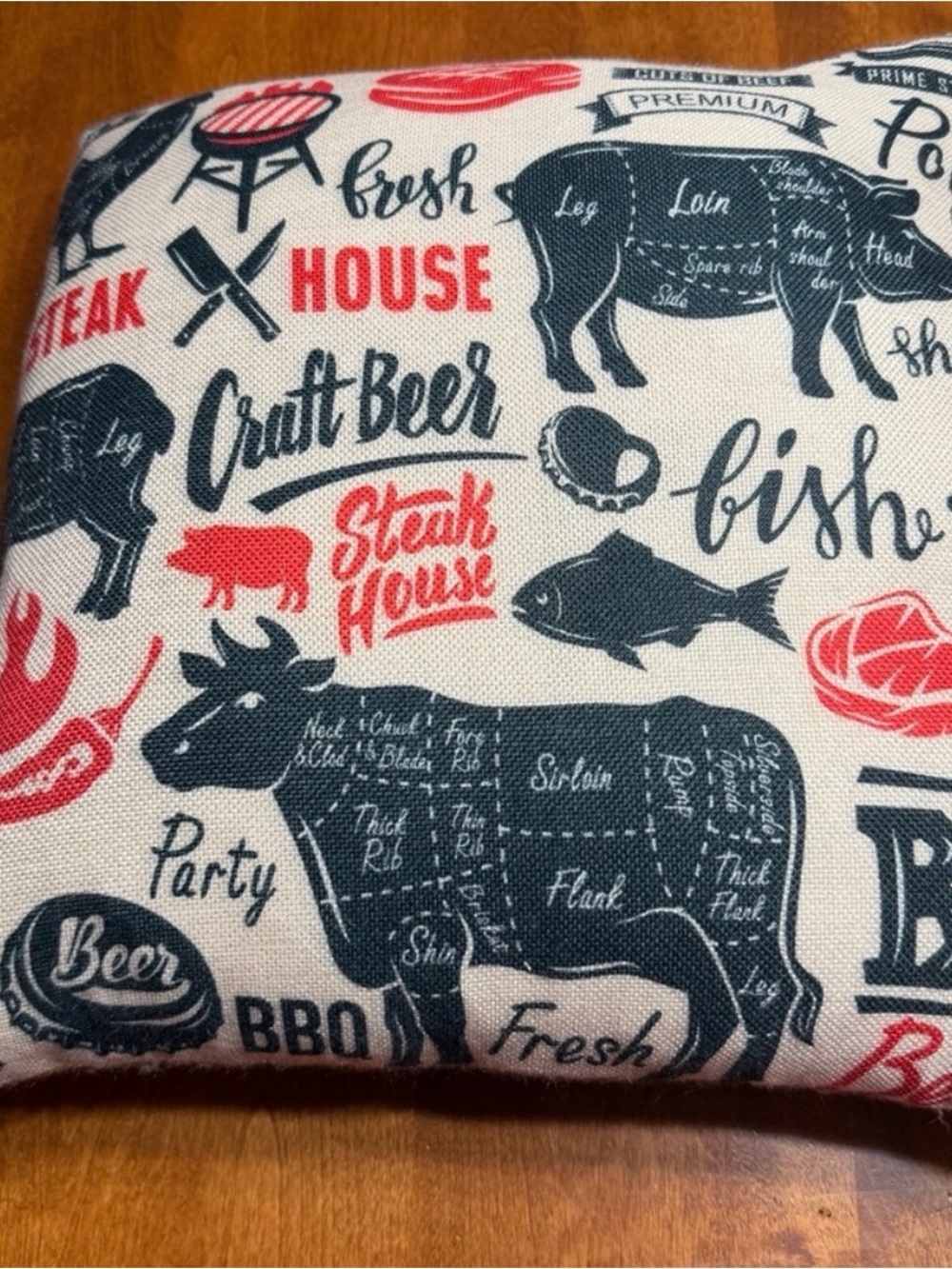 BBQ Themed Decorative Pillow - 17 x 17 - Quality Fabric